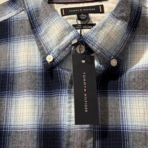 Tommy Hilfiger Navy and White Checkered Shirt